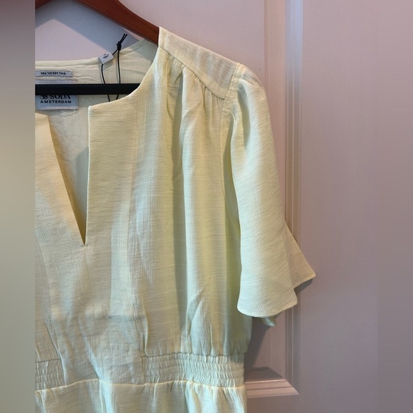 NWT Scotch & Soda Yellow Midi Length Paneled Dress Gathering Details - Picture 6 of 16